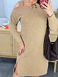 Елегантне ангорове силуетна сукня великих розміро з вирізом на плечі (р.50-60). Арт-3354/12, фото 3