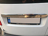 Накладка над номером (2 дверні, нерж) Напис Caddy, Carmos - Турецька сталь для Volkswagen Caddy 2004-2010 рр, фото 4