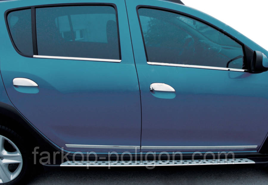 Накладки на ручки (4 шт., нерж.) OmsaLine - Італійська нержавійка для Renault Logan II 2013-2022 рр