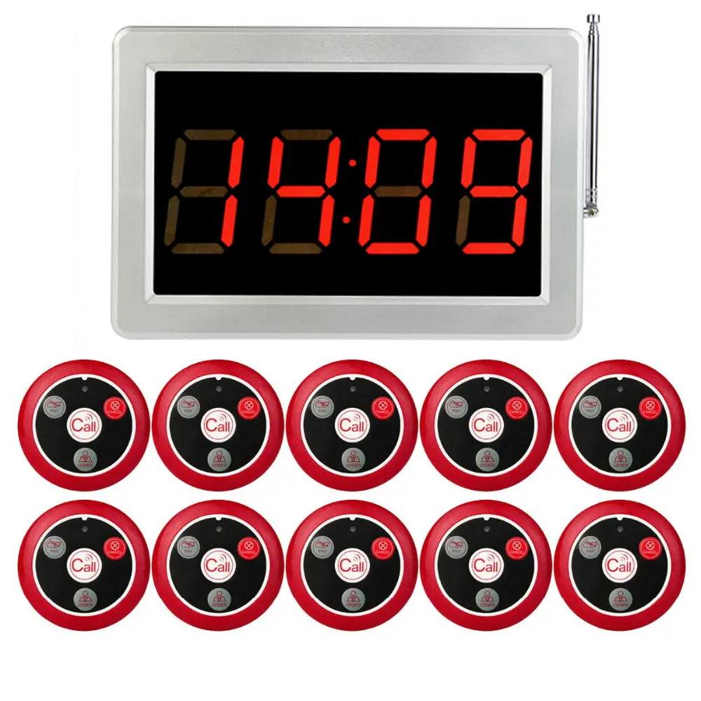 Система виклику офіціанта бездротова RETEKESS F3290kit1, LED приймач — табло + 10 пультів на 4 кнопки