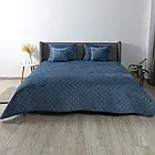 Велюрове однотонне покривало ТМ ТЕП "Велюр" синій ромб круглий