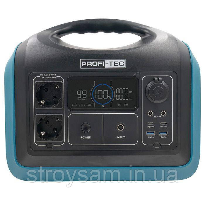 Портативна зарядна станція PROFI-TEC PPS1200 LiFePO₄ (1200 Вт, батарея 992 Вт⋅год)