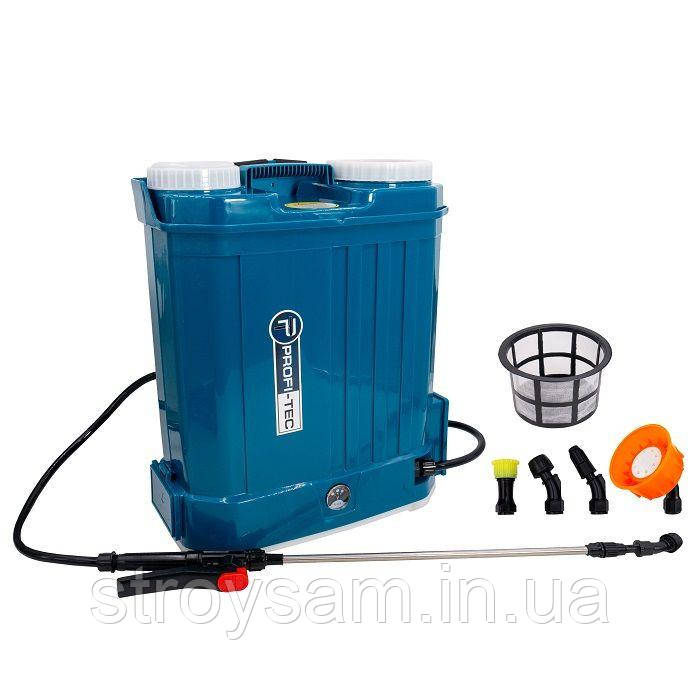 Акумуляторний обприскувач PROFI-TEC PS1610 (адаптер для роботи від акумулятора 20 В, без акумулятора та, фото 1