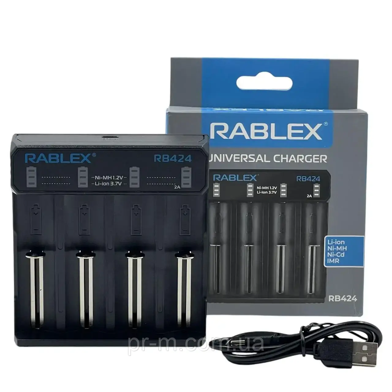 Зарядний пристрій Rablex RB424 універсальний на 4 акумулятори