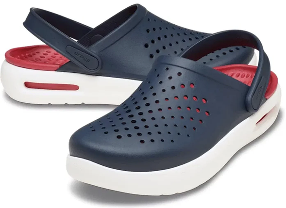 Crocs InMotion Clog Navy / Red | Чоловічі та жіночі сабо Крокс Інмоушн темно-сині з червоною підошвою, фото 3