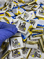 Шоколад молочний преміум якості патріотичний Слава ЗСУ Міні плитки шоколаду 6 грам 100 шт