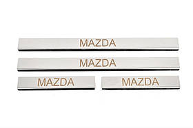 Накладка на пороги Carmos (4 шт, нерж) V-3 для Mazda 2 2007-2014 рр