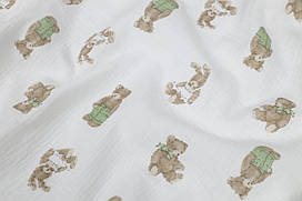 Відріз мусліну жатки Ведмедики, зайчики 15х135 см