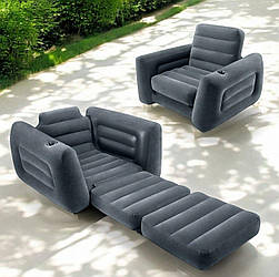 Надувне крісло-трансформер 117*110*66 см, підсклянник, Intex 66551