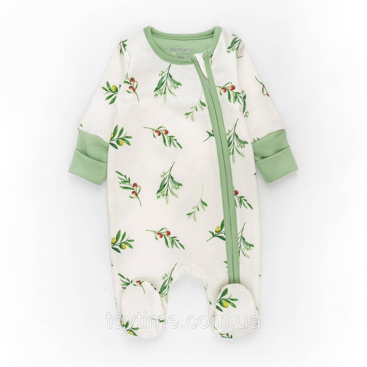 Чоловічок начісний для немовлят на блискавці з гілочкою оливи Olive, фото 1
