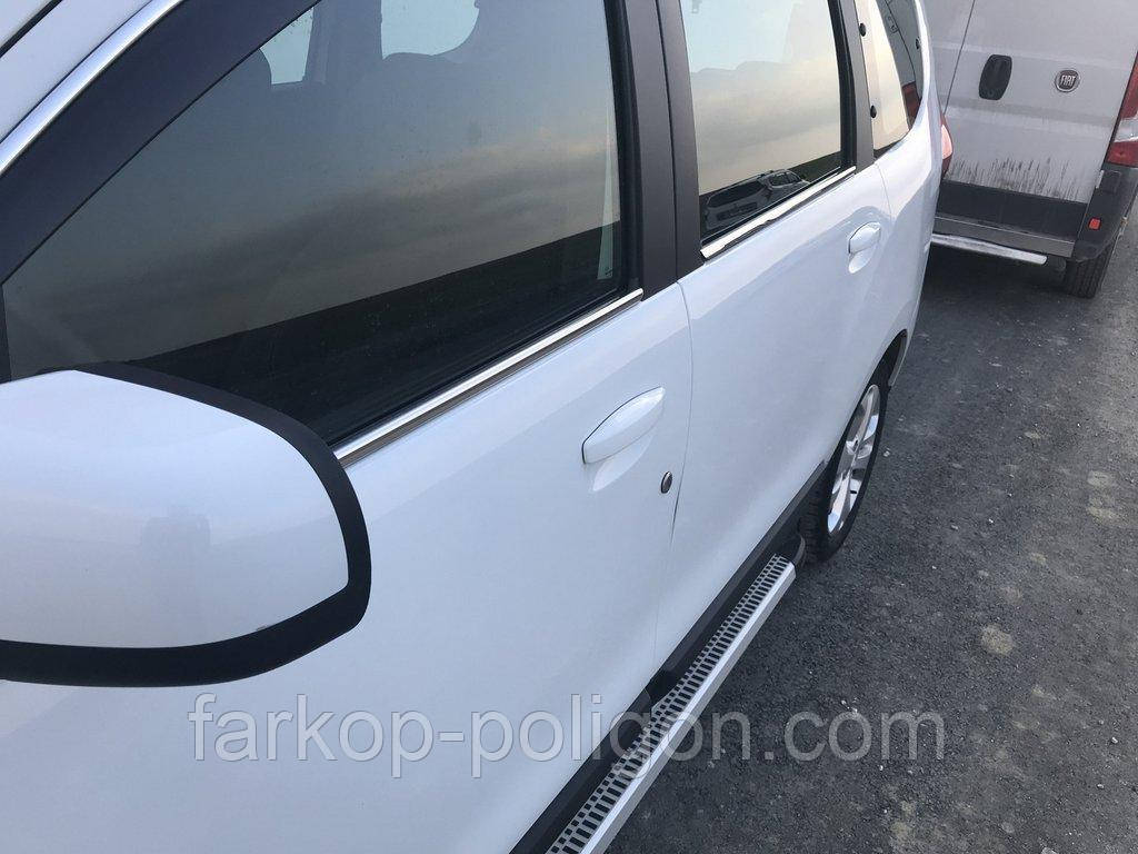 Окантовка вікон (4 шт., нерж.) OmsaLine - Італійська нержавійка для Renault Lodgy 2013-2022 рр
