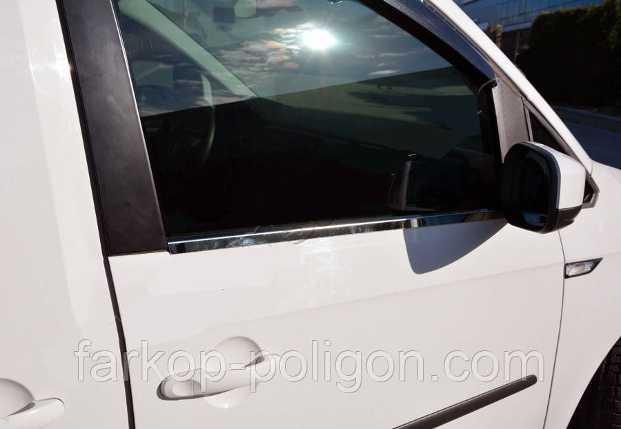 Окантовка вікон (2 шт., нерж) Carmos - Турецька сталь для Volkswagen Caddy 2015-2020 рр