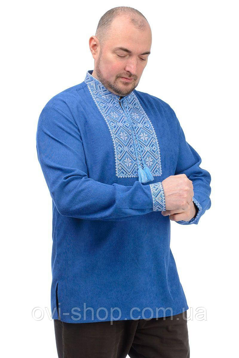 Чоловіча вишиванка з мікровельвету (джинсовий)