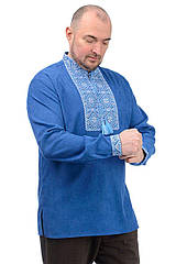 Чоловіча вишиванка з мікровельвету (джинсовий)