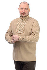 Чоловіча вишиванка з мікровельвету (бежевий)