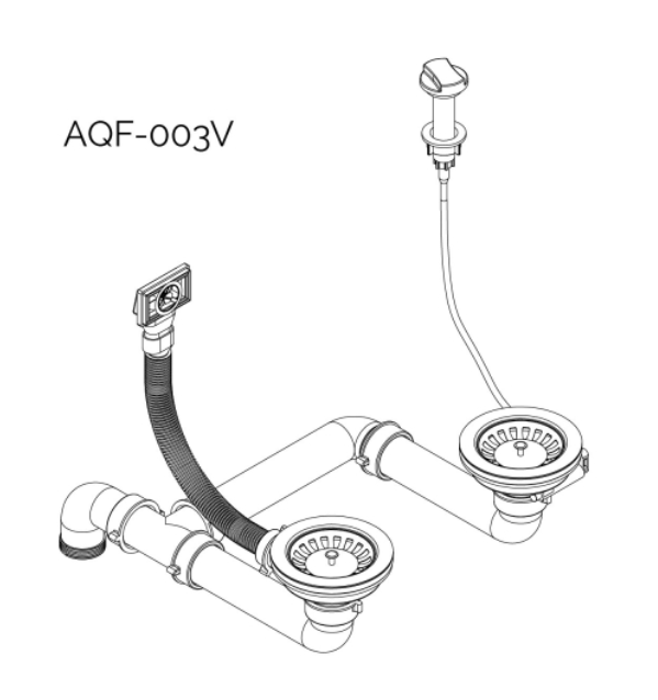 Сифон - автомат для подвійної  кухонної мийки Aquasanita - Helika AQF - 003V Universal