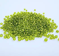 Бісер китайський Finding Розмір 2 мм прозорий з блискучою серединкою Зелений Упаковка 50 грам