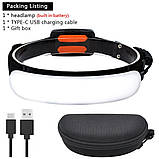 Потужний ліхтарик налобний на голову Акумуляторний перезарядний налобник Cob 31 світодіод Led-ліхтар з зарядкою USB 5000 mAh, фото 2