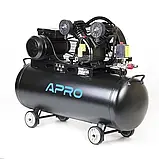 Компресор двоциліндровий ремінний OFBD-100 2.2кВт 402л/хв 8бар 100л (2 крана) + олива 0,5л APRO, фото 2