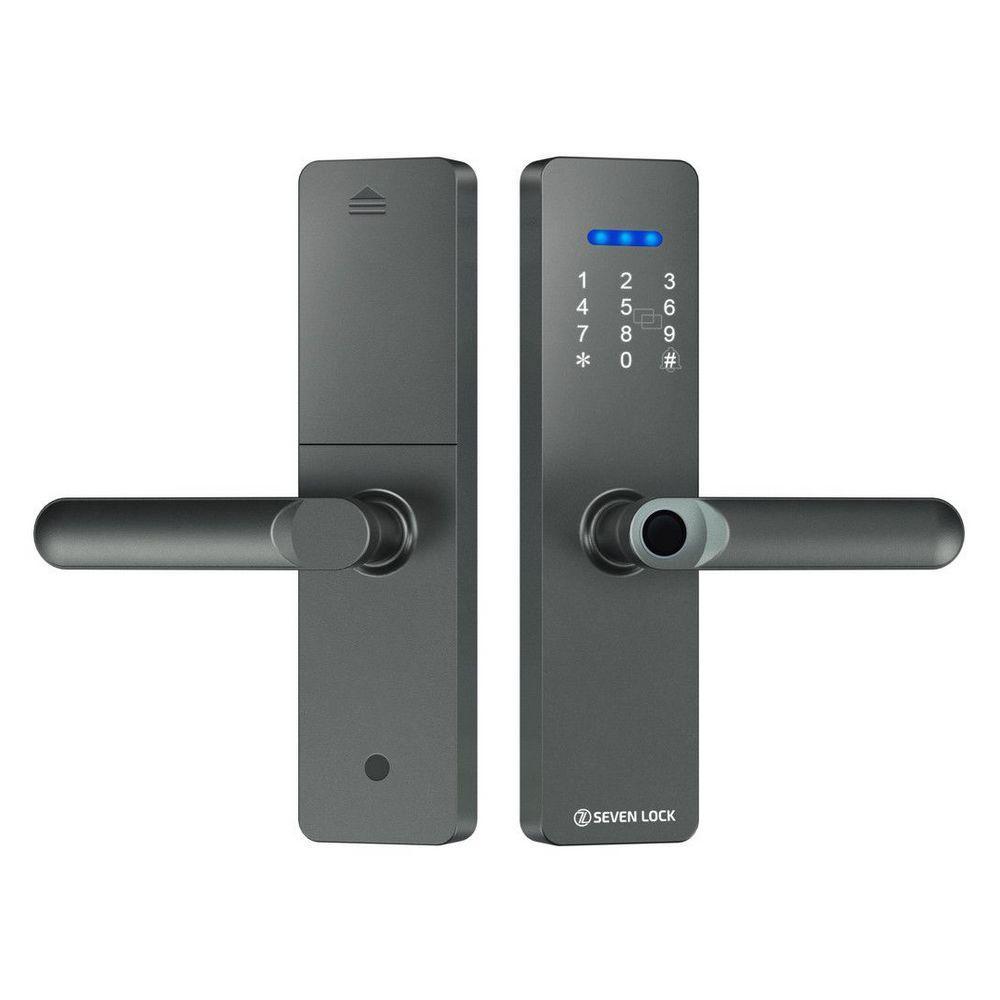 Розумний дверний біометричний замок SN LOCK SL-7740BF grey (врізна частина 5050)