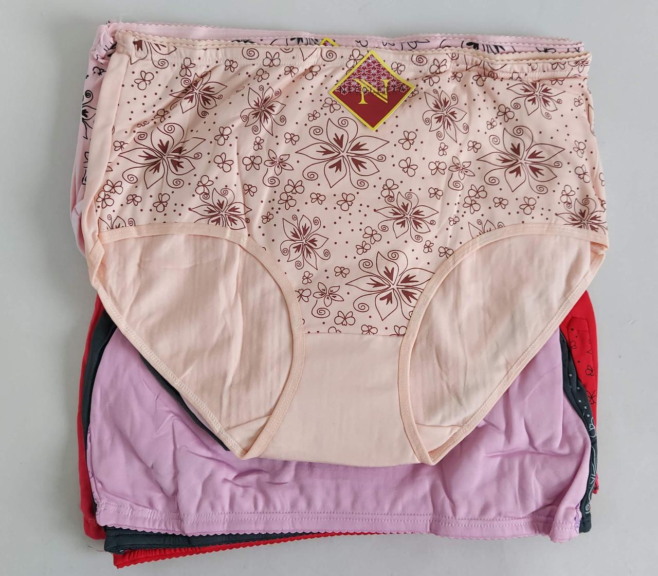 Жіночі труси великого розміру на байці з квітковим принтом 5XL (10 шт), фото 1