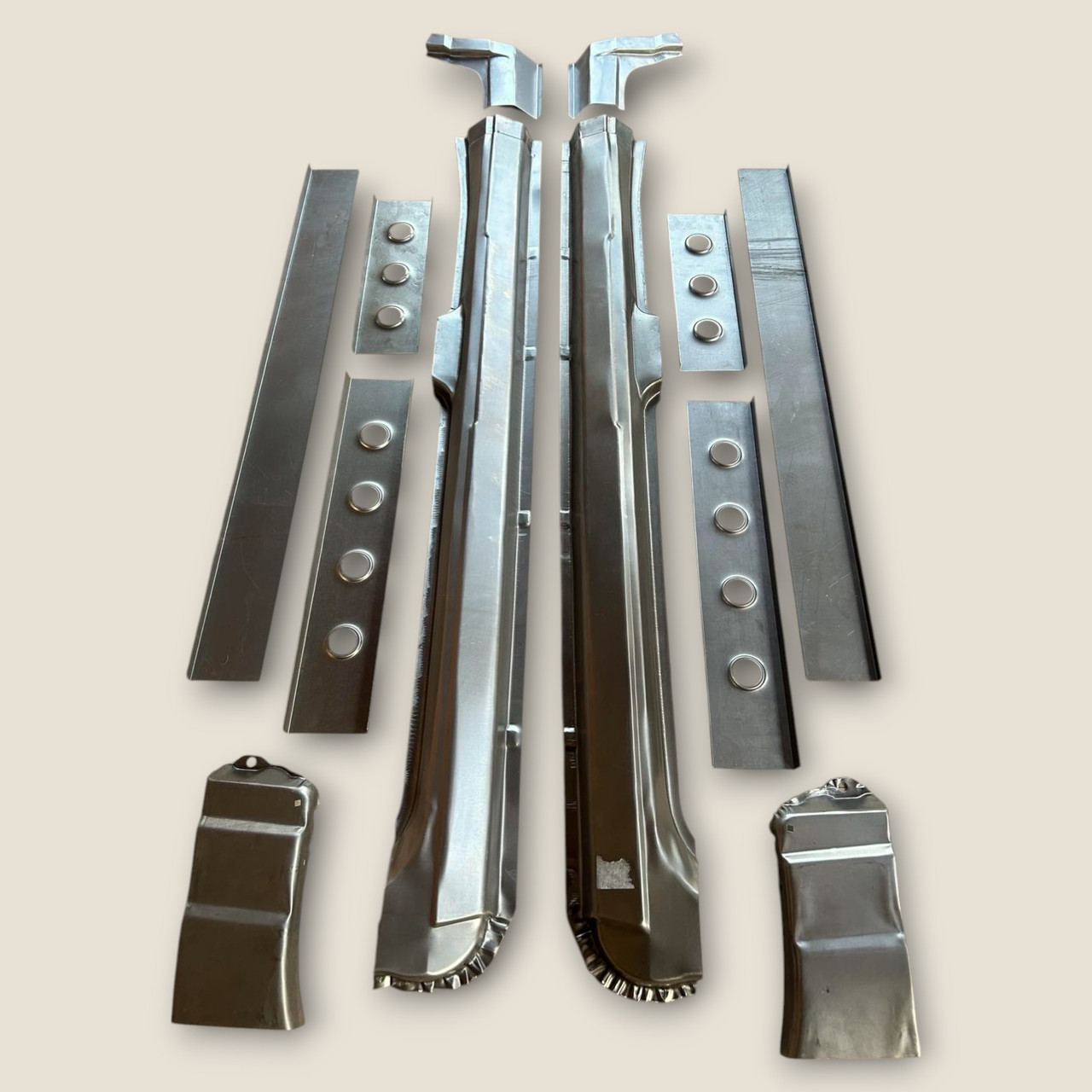 Порог зовнішний ВАЗ 2110,2111,2112 (короб,підсилювач,з'эднувач,низ переднього крила,перехід) 12 деталів Україна, фото 1