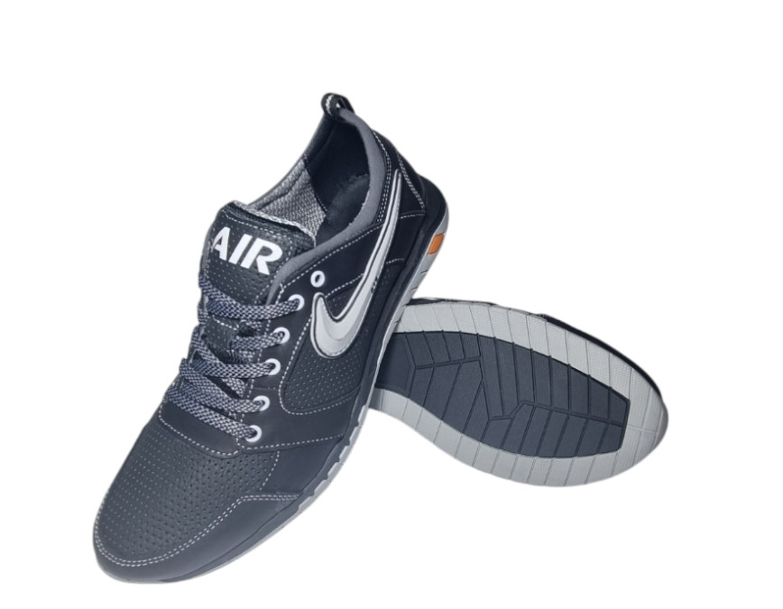 Шкіряні кросівки Nike літні чоловічі спортивні кросівки перфорация Чорно-сірі розміри 39-46 43