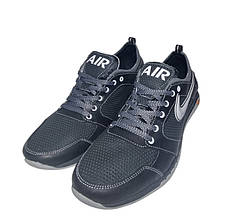 Шкіряні кросівки Nike літні чоловічі спортивні кросівки перфораці Чорно-сірі розміри 39-46, фото 5