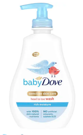 Дитячий гель для душу Dove Baby "Від маківки до п'яточок. Інтенсивне зволоження" 400мл, фото 1