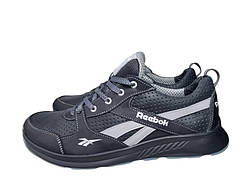 Шкіряні кросівки Reebok літні чоловічі спортивні кросівки перфорация Чорно-сірі розміри 39-46, фото 3