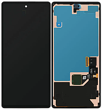 Дисплей модуль тачскрин Google Pixel 6 чорний Amoled оригінал переклеєне скло з рамкою зі шлейфом сканера