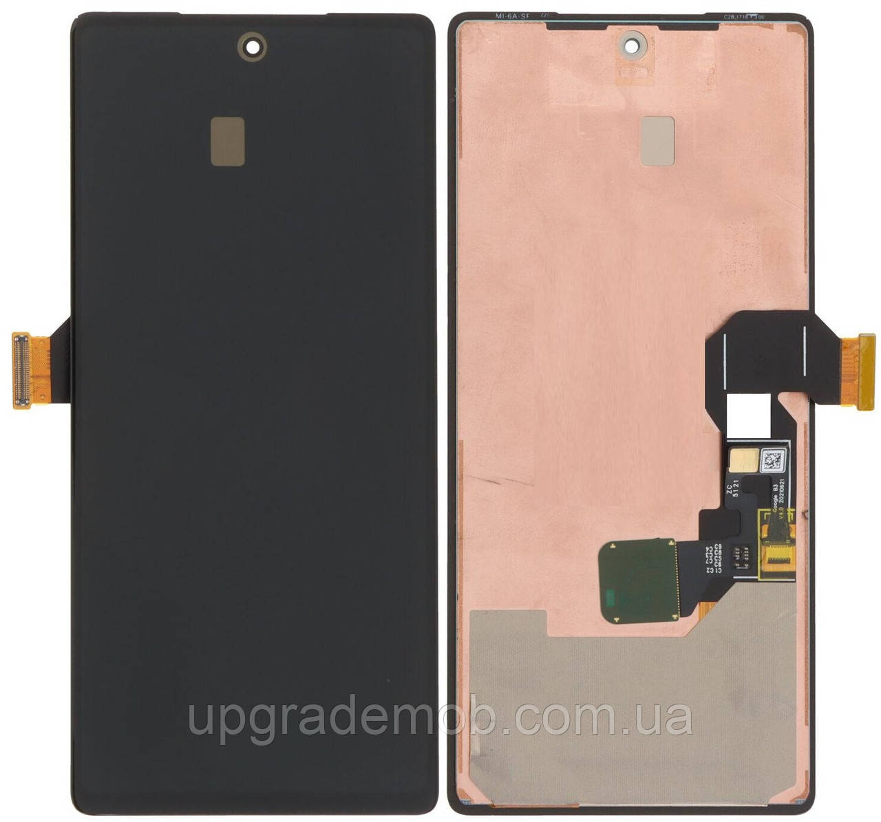 Дисплей модуль тачскрин Google Pixel 6a чорний OLED оригінал переклеєне скло зі шлейфом сканера відбитка пальця, фото 1