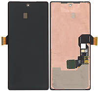 Дисплей-модуль тачскрин Google Pixel 6a чорний OLED оригінал склеєне скло зі шлейфом сканера відбитка