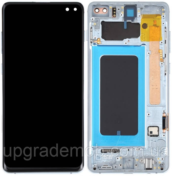 Дисплей модуль тачскрин Samsung G975 Galaxy S10+ чорний TFT з рамкою блакитного кольору Prism Blue