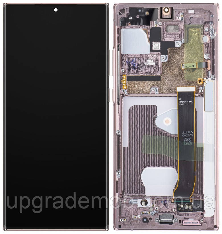 Дисплей модуль тачскрин Samsung N985 Galaxy Note 20 Ultra /N986 чорний OLED (Small LCD) з рамкою бронзового