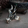 Чоловіча каблучка з головою дракона, панк-стиль, срібляста, регульований розмір, фото 4