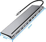Багатофункціональний адаптер USB-C 12-в-1 док-станція USB-С HDMI USB 3.0, 3,5 мм LAN слотом для карток SD та Micro SD, 100 Вт, фото 7