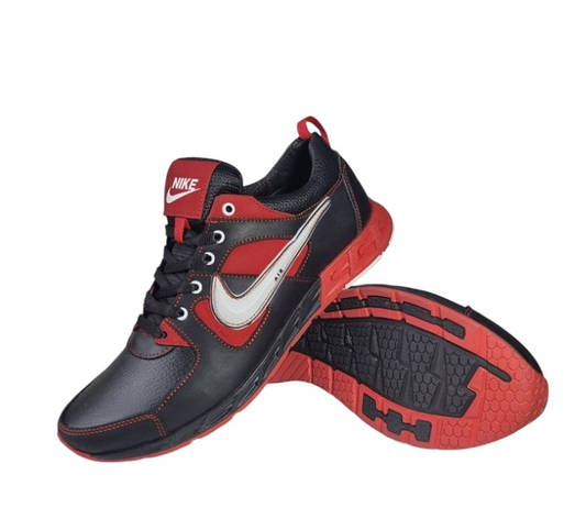 Шкіряні кросівки Nike 284 чорно-червоні чоловічі спортивні кросівки, фото 1