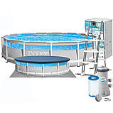 Басейн Intex 26722 каркасний Ø 427 х 107 насос 3785 л/г, сходи, підстилка, тент, фото 6