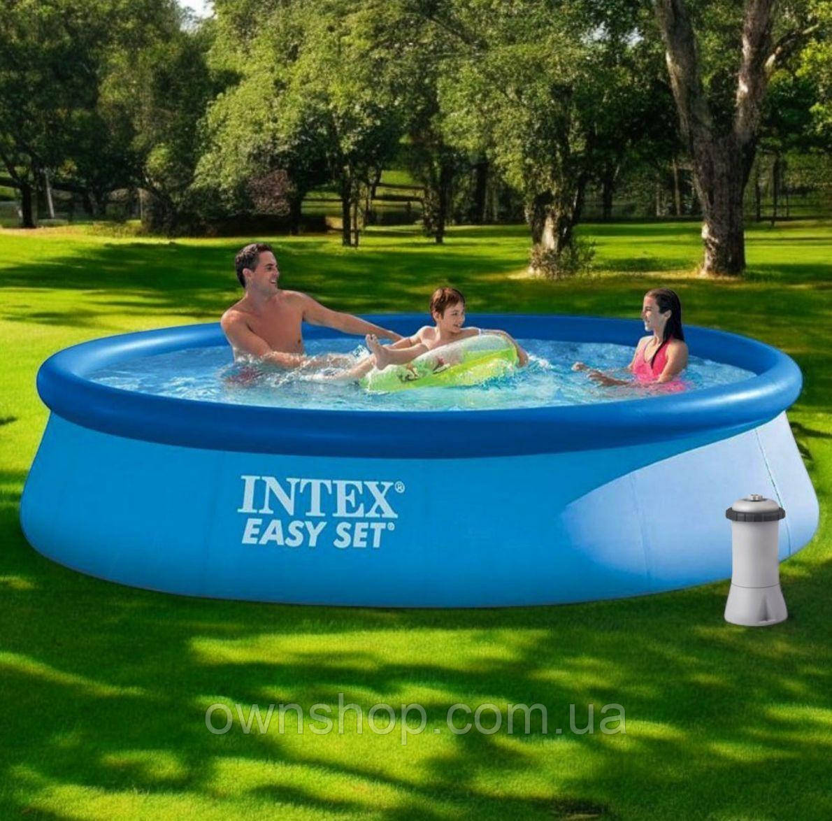 Сімейний наливний басейн 396*84 см + картриджний фільтр-насос, 7290 л, Intex 28142 Easy Set