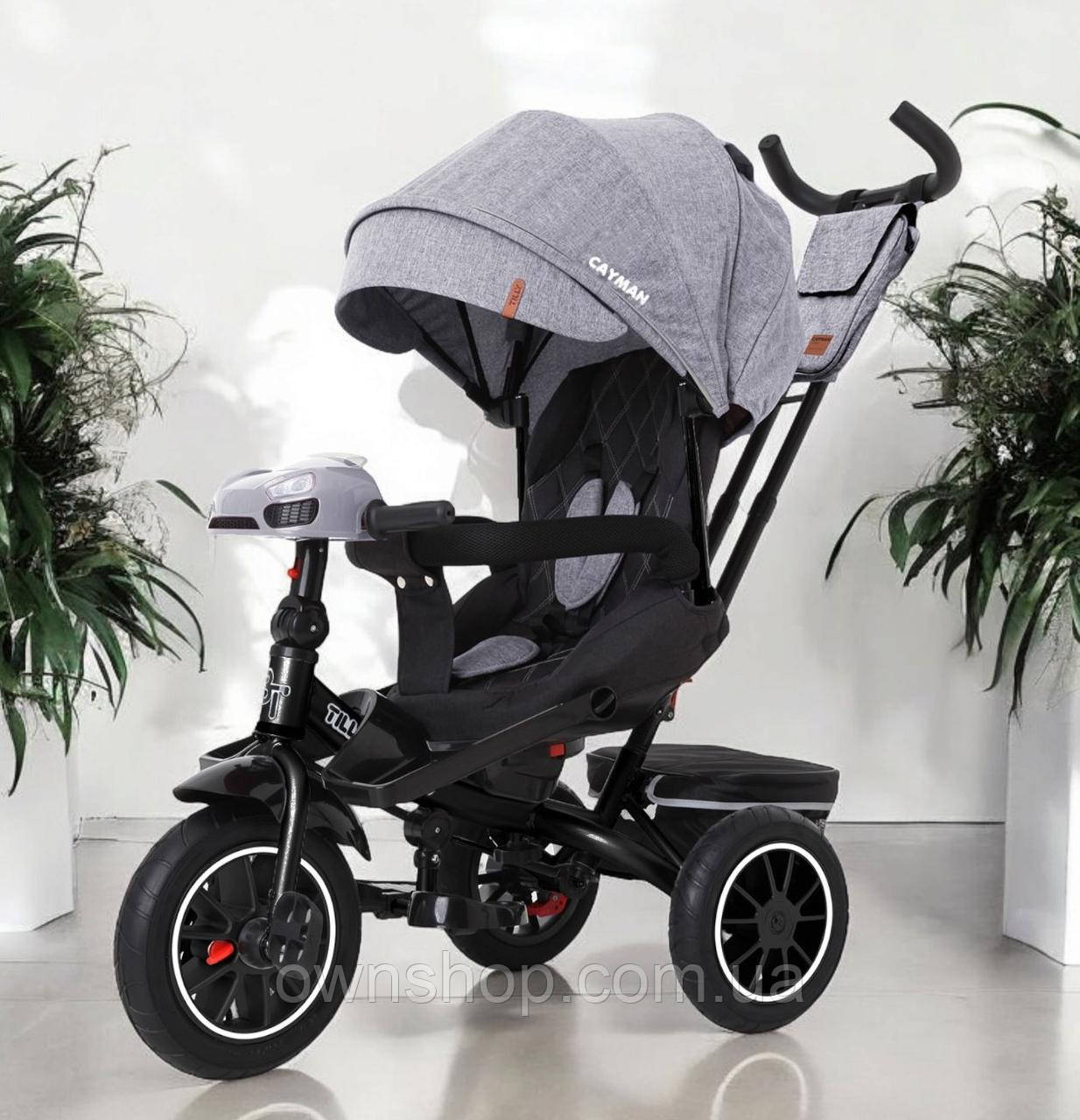 Дитячий триколісний велосипед Tilly Cayman T-381/7, сидіння 360°, надувні колеса, фото 1