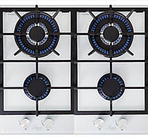 Біла скляна газова варильна поверхня. Набір з двома турбо пальників вог. Luxor Німеччина