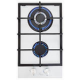 Біла скляна газова варильна поверхня. Набір з двома турбо пальників вог. Luxor Німеччина, фото 2