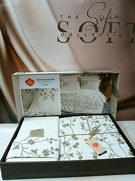 Комплект постільної білизни з льону та бавовни двоспальне євро 200*220 см Cotton Box Туреччина Hemera