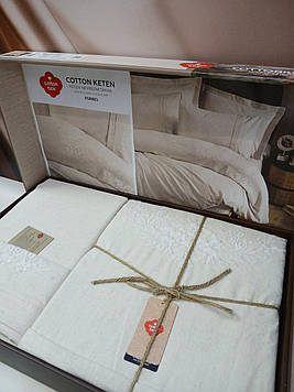 Комплект постільної білизни з льону та бавовни двоспальне євро 200*220 см Cotton Box Туреччина Forbes