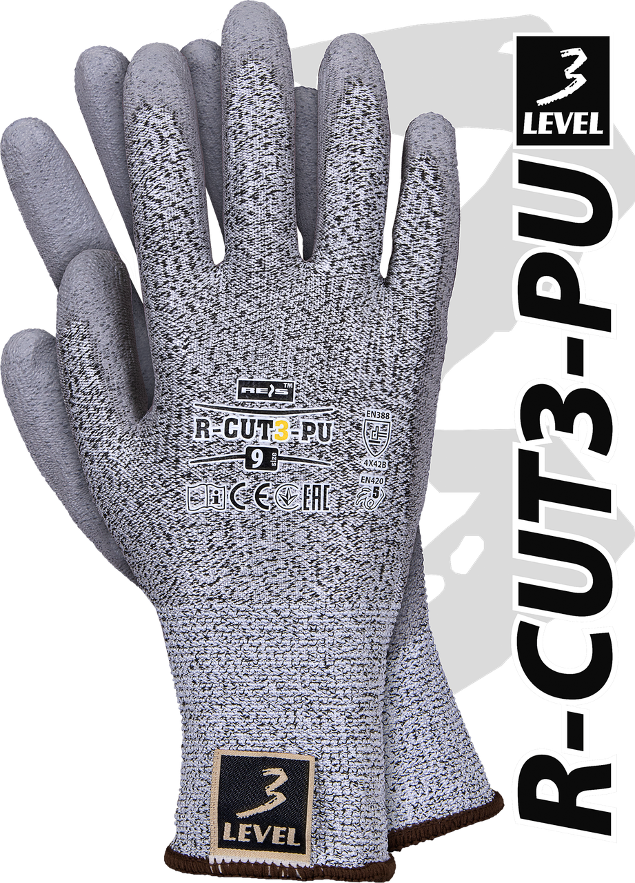 Рукавички захисні, виготовлені з пряжі HDPE R-CUT3-PU BWS, фото 1