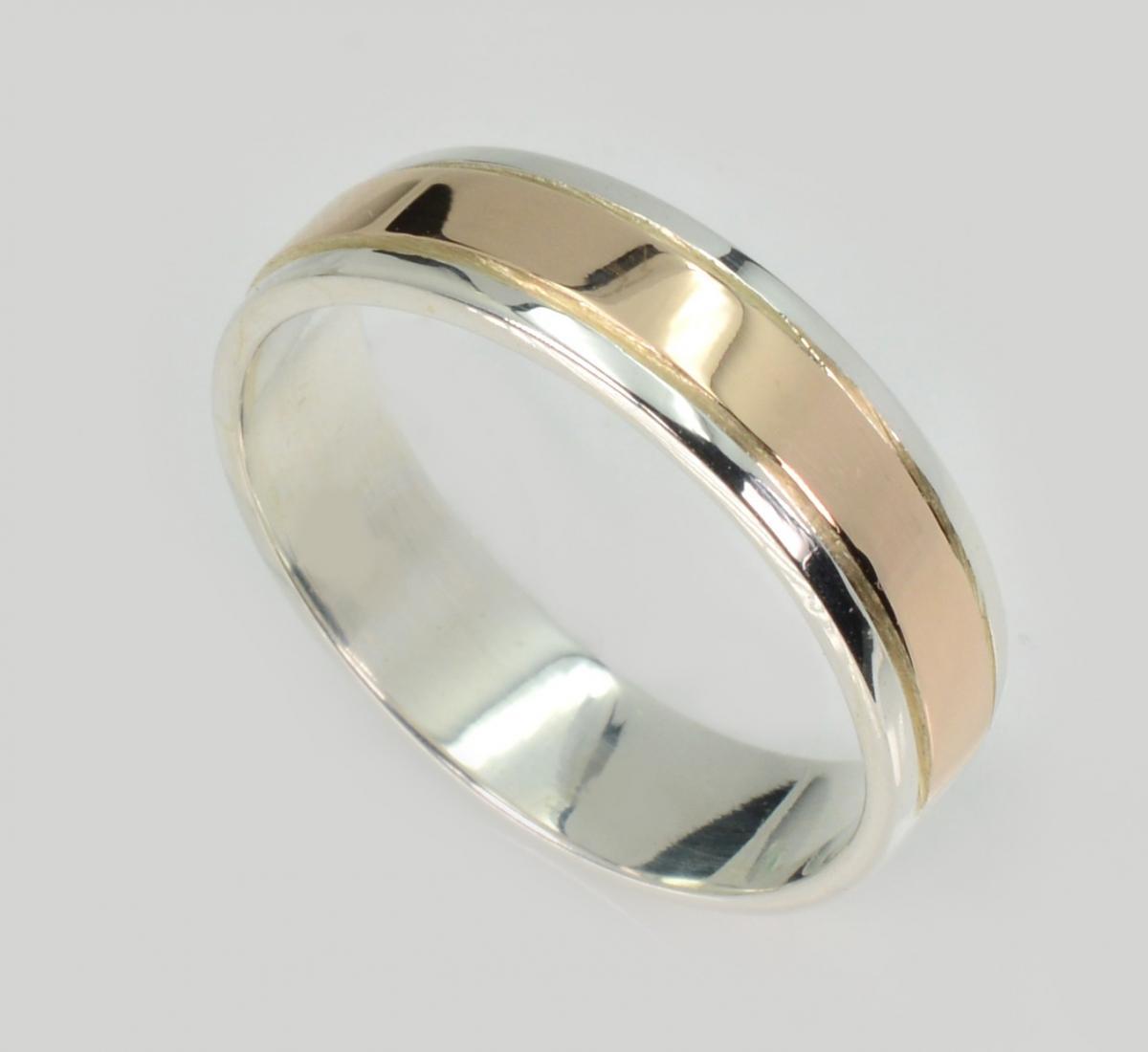 Обручка срібна з золотими пластинами, фото 1