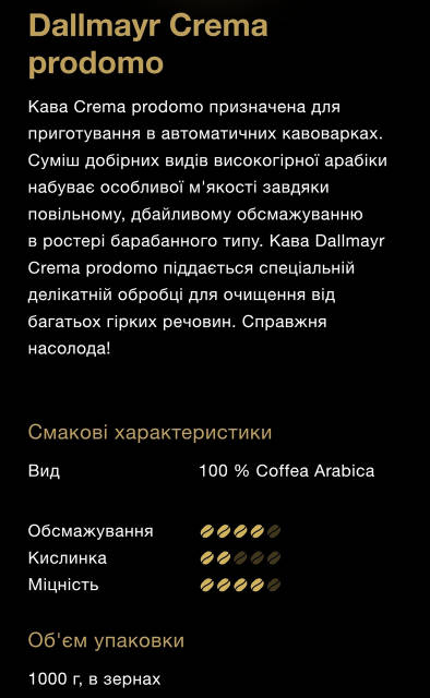 ОРИГИНАЛ! Кофе в зернах Dallmayr Crema Prodomo, 1кг Германия