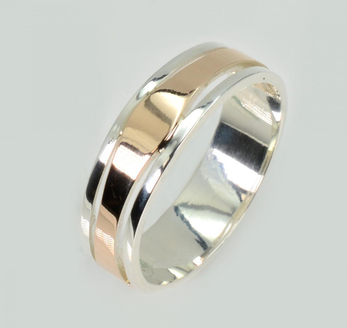 Обручка срібна з золотими пластинами, фото 1