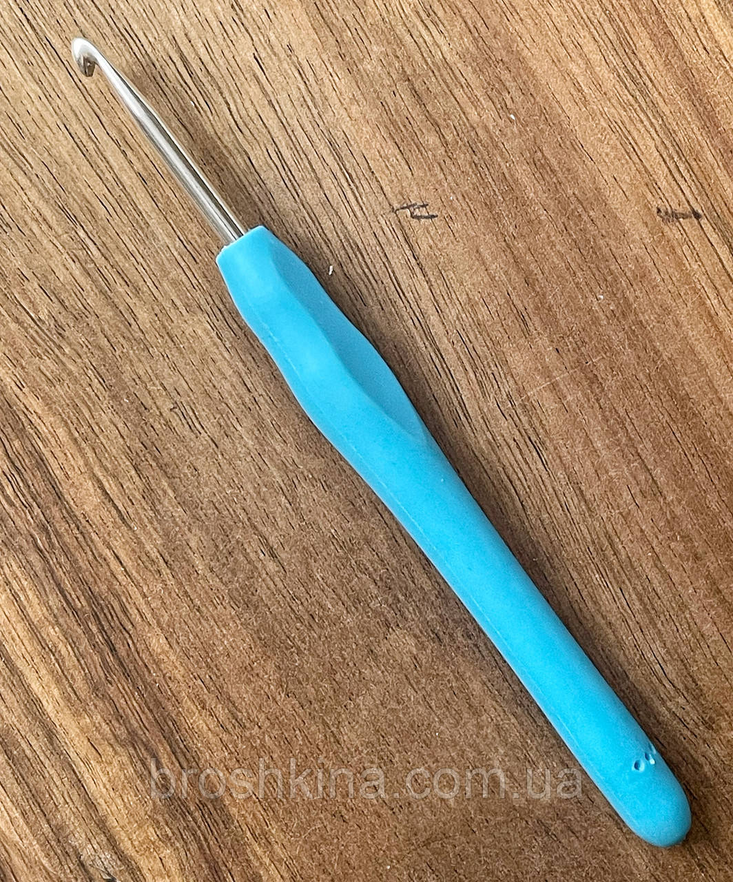 Гачок для в'язання металевий із гумовою ручкою 4.0 мм 1 шт/уп КОЛЬОРОВІ, фото 1